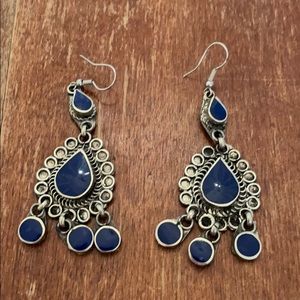 Lapis and silver dangle earrings
